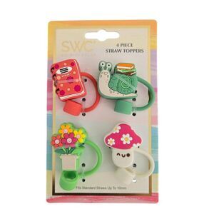 SWC Straw Toppers 4 Piece Set Multicolor Fits Standard Straws School Work Play